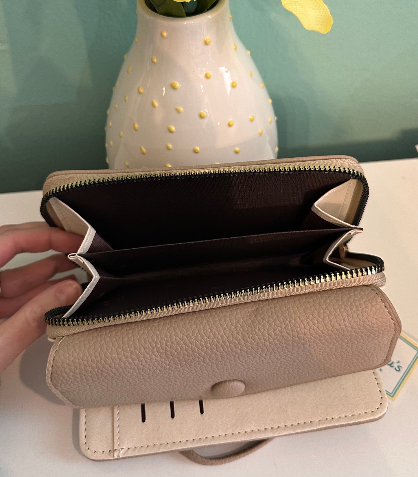 Taupe Trifold Wallet/Wristlet