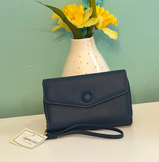 Navy Trifold Wallet/Wristlet