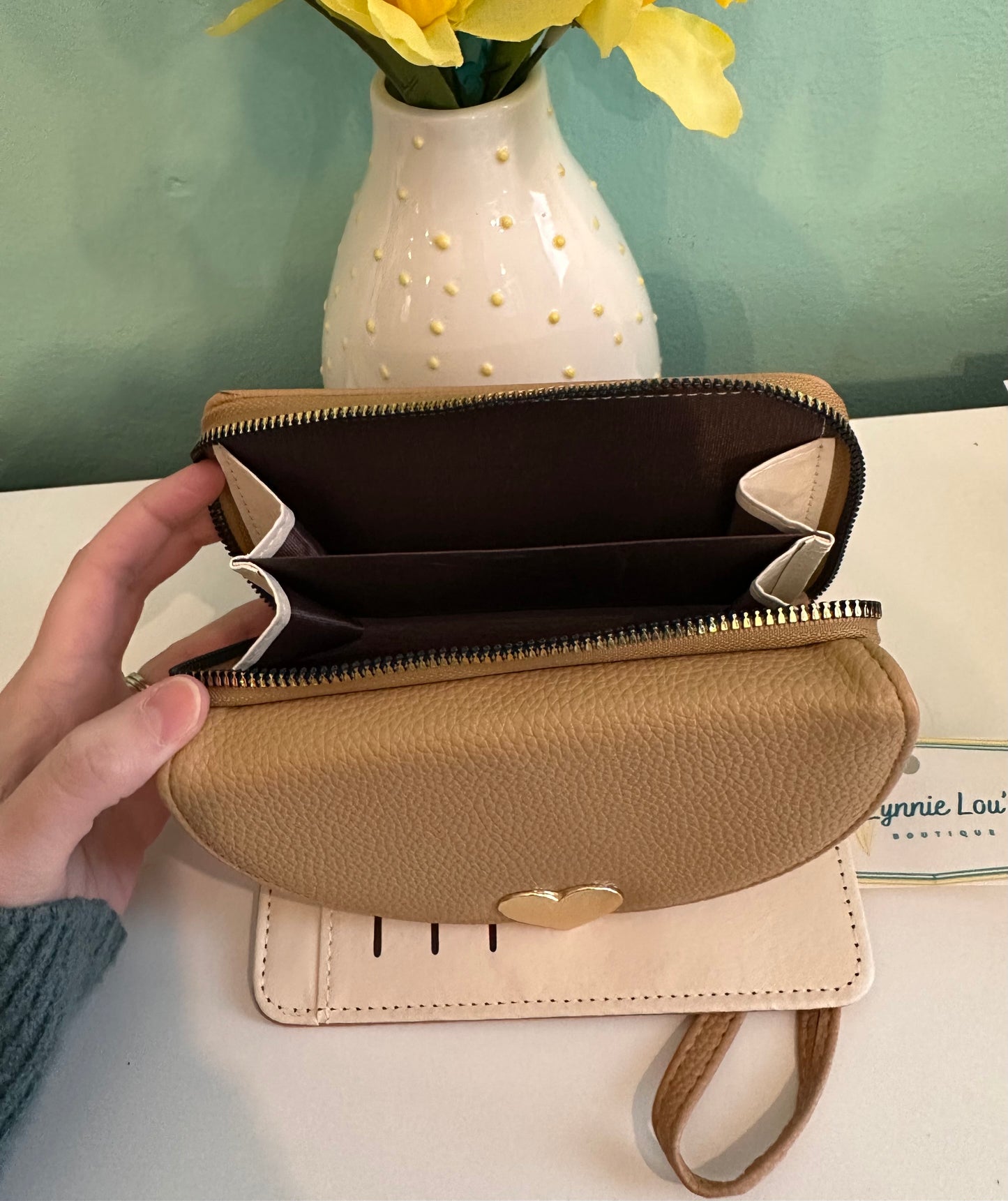 Tan Heart Wallet