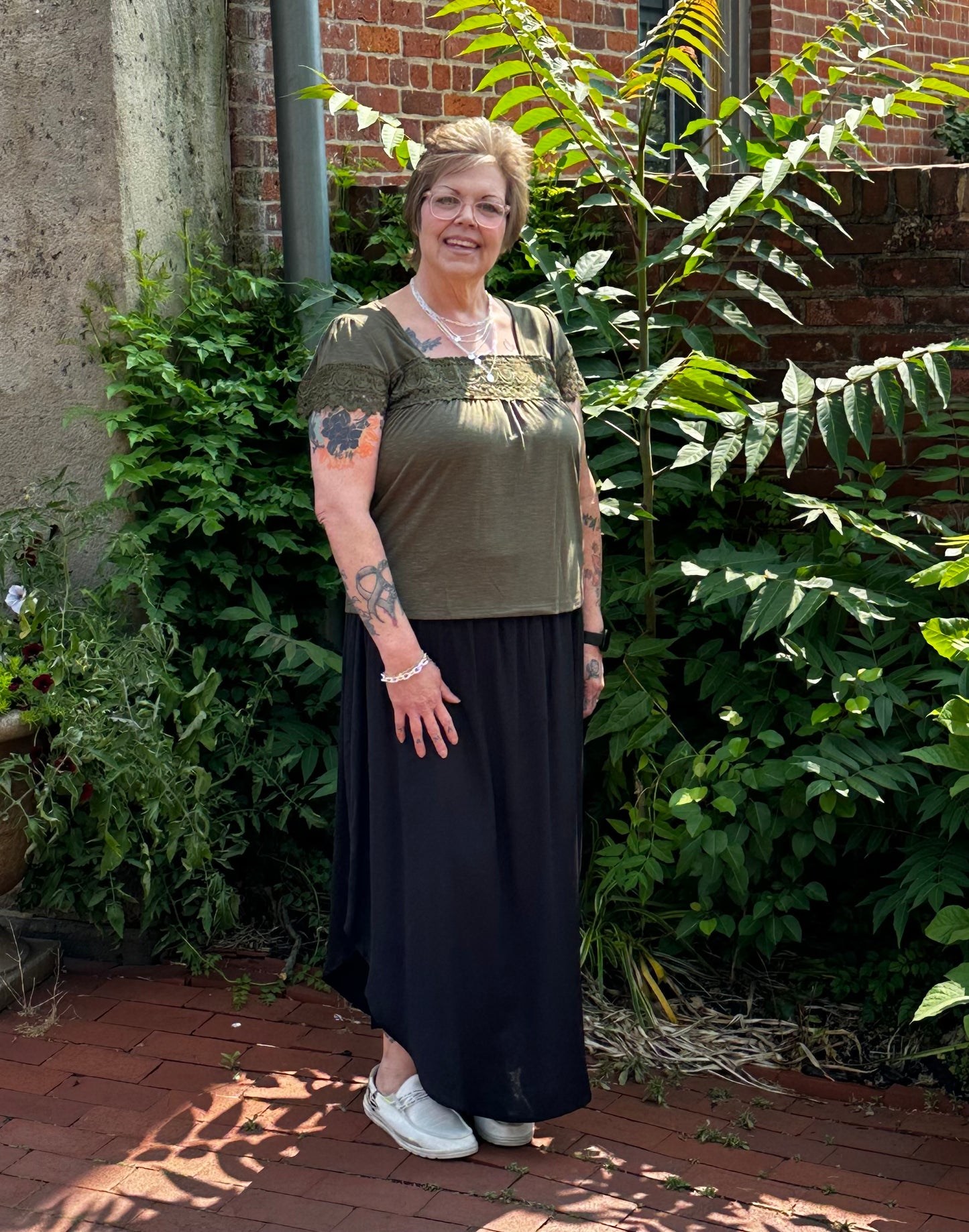 Black Smocked Waist Skirt