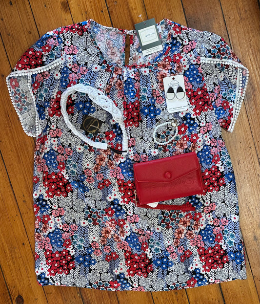 Blue Floral Blouse